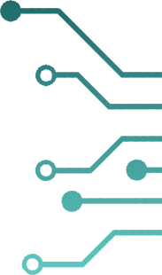 Abstract graphic featuring colorful circuit lines and nodes