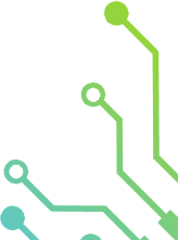 Abstract graphic featuring colorful circuit lines and nodes