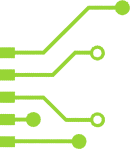Abstract graphic featuring colorful circuit lines and nodes