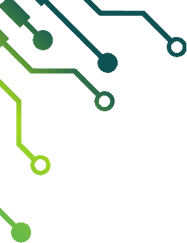 Abstract graphic featuring colorful circuit lines and nodes