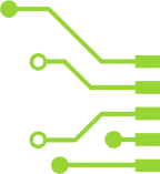 Abstract graphic featuring colorful circuit lines and nodes